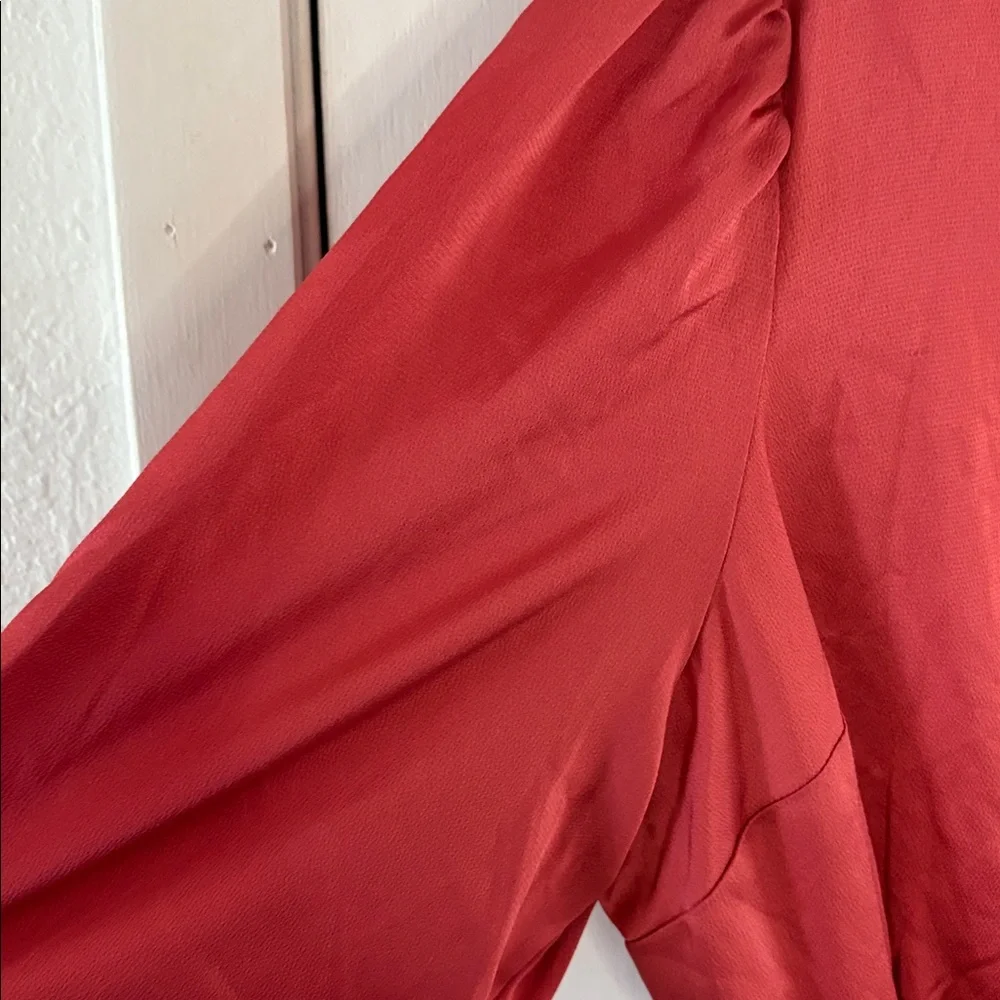 Torrid Size 2 dark rose satin texture long sleeve v-neck dress - Picture 4 of 11